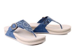 RIEKER V1465-14 blue, klapki japonki damskie. Niebieskie klapki Rieker, bez wzorów, bez obcasa. Za 349,90 zł.