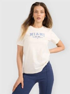 4F T-shirt regular z nadrukiem damski - beżowy XL. Brązowe t-shirty 4f, l, bez wzorów, z bawełny, bez kołnierzyka, bez ramiączek. Za 59,99 zł.