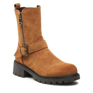 Botki Clara Barson. Brązowe botki Clara Barson, bez wzorów, bez obcasa, na płaskiej podeszwie, bez zapięcia. Za 95,98 zł.