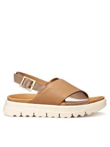 Geox Sandały D Xand 2.1S D45SZE 043CF C5242 Beżowy. Brązowe sandały Geox, bez wzorów, ze skóry, bez obcasa, na płaskiej podeszwie, bez zapięcia. Za 459,99 zł.