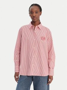 Tommy Hilfiger Koszula WW0WW48190 Czerwony Regular Fit. Czerwone koszule TOMMY HILFIGER, bez wzorów, z bawełny, bez kołnierzyka, bez ramiączek. Za 489,99 zł.