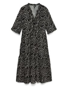 Vero Moda Sukienka w kolorze czarno-beżowym rozmiar: XS. Czarne sukienki Vero Moda, xs, bez wzorów, z wiskozy, bez kołnierzyka, bez ramiączek, maxi. Za 61,31 zł.