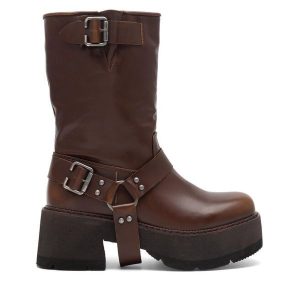 Botki Jenny Fairy. Brązowe botki Jenny Fairy, bez wzorów, bez obcasa, na słupku, bez zapięcia. Za 259,99 zł.