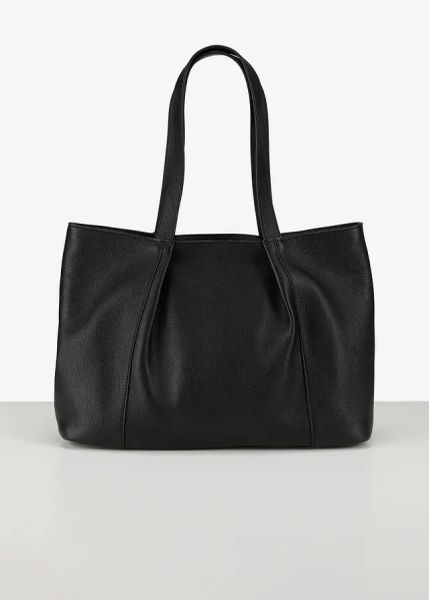 Torba typu shopper ze skóry. Czarne shopper bag bonprix, bez wzorów, ze skóry, bez dodatków. Za 239,99 zł.