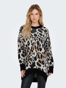 ONLY Sweter w kolorze czarno-jasnobrązowym rozmiar: XS. Brązowe swetry oversize ONLY, xs, bez wzorów, bez ramiączek. Za 79,40 zł.