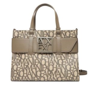 Torebka Armani Exchange. Brązowe shopper bag Armani Exchange, bez wzorów, bez dodatków. Za 609,99 zł.