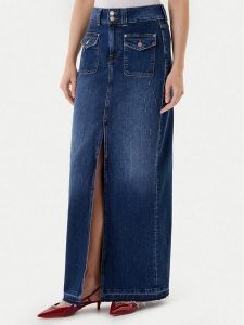 Guess Spódnica jeansowa W5YD63 D5QP3 Niebieski Regular Fit. Niebieskie spódnice Guess, z aplikacjami, z bawełny. Za 367,00 zł.