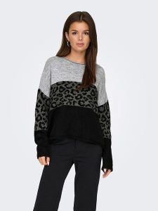ONLY Sweter w kolorze czarno-szarym rozmiar: XS. Czarne swetry oversize ONLY, xs, bez wzorów, bez ramiączek. Za 92,21 zł.