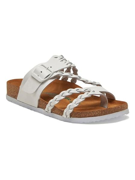 Comfortfusse Skórzane japonki w kolorze białym rozmiar: 36. Białe klapki Comfortfüße, bez wzorów, ze skóry, z otwartym noskiem, bez obcasa. Za 252,99 zł.