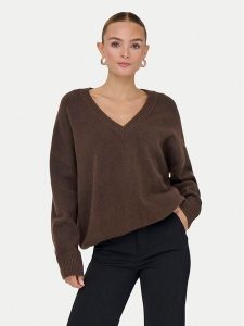 ONLY Sweter Mari 15360940 Brązowy Loose Fit. Brązowe swetry klasyczne ONLY, xl, z syntetyku, bez kołnierzyka. Za 169,99 zł.