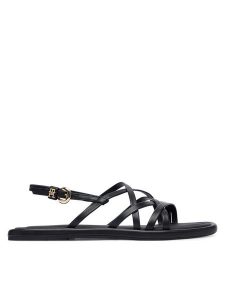 Tommy Hilfiger Sandały Flat Strappy FW0FW09220 Czarny. Czarne sandały TOMMY HILFIGER, bez wzorów, ze skóry, bez obcasa, na płaskiej podeszwie, bez zapięcia. Za 449,99 zł.