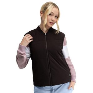 Damska ocieplana kamizelka golfowa Siroko Wedge-W Dark Brown. Brązowe kamizelki SIROKO, bez wzorów, bez kołnierzyka, bez ramiączek, bez kaptura. Za 256,00 zł.