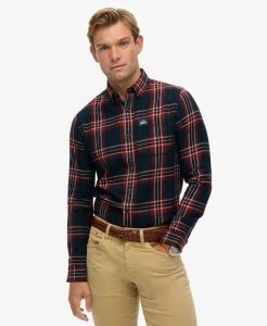 Superdry Koszula Lumberjack z długim rękawem z bawełny - Michigan Check Navy. Niebieskie koszule Superdry, l, z aplikacjami, z bawełny, bez kołnierzyka, bez ramiączek. Za 374,70 zł.