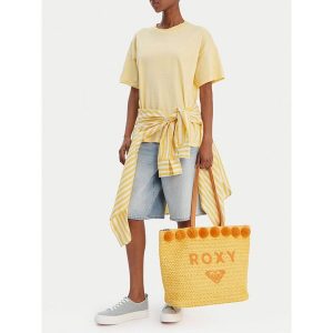 Torebka Roxy. Żółte shopper bag Roxy, bez wzorów, bez dodatków. Za 119,99 zł.