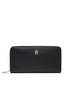 Tommy Hilfiger Portfel Th Icon Lrg Za AW0AW17744 Czarny. Czarne portfele TOMMY HILFIGER, bez wzorów, ze skóry. Za 229,99 zł.