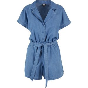 Damski jumpsuit Urban Classics. Niebieskie kombinezony Urban Classics, l, bez wzorów, z bawełny, eleganckie, bez kołnierzyka, bez ramiączek. Za 216,90 zł.