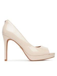 Nine West Sandały WFA2733-1A Beżowy. Brązowe sandały Nine West, bez wzorów, z materiału, bez obcasa, na szpilce, bez zapięcia. Za 219,99 zł.