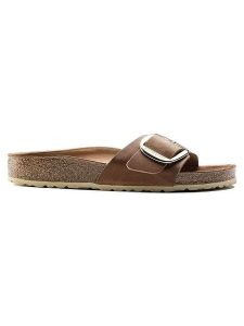 Birkenstock Skórzane klapki "Madrid" w kolorze brązowym rozmiar: 36. Brązowe klapki Birkenstock, bez wzorów, z otwartym noskiem, bez obcasa. Za 420,68 zł.
