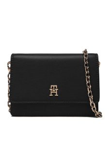 Tommy Hilfiger Torebka Th Icon Card Holder W/Chain AW0AW18248 Czarny. Czarne torebki wieczorowe TOMMY HILFIGER, bez wzorów, ze skóry, bez dodatków. Za 289,99 zł.