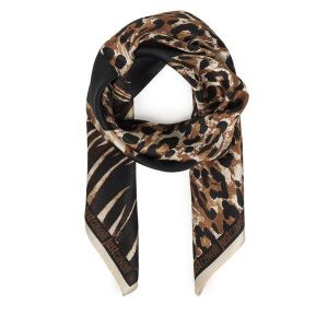 Chusta Just Cavalli. Brązowe apaszki i chusty Just Cavalli, bez wzorów. Za 409,99 zł.