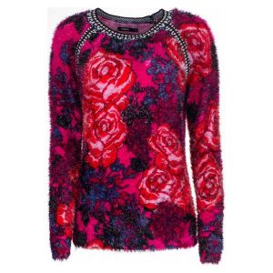 Desigual Sweter Damski Peony L, Czerwony. Swetry klasyczne marki Desigual. W wyprzedaży za 377,00 zł.