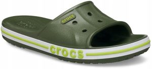 Klapki Dla Dorosłych Crocs Bayaband Slide. Białe klapki Crocs, bez wzorów, z materiału, bez obcasa. Za 89,99 zł.