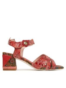 Laura Vita Sandały Jacqueso 03 Czerwony. Czerwone sandały LAURA VITA, bez wzorów, ze skóry, bez obcasa, na słupku, bez zapięcia. Za 389,99 zł.