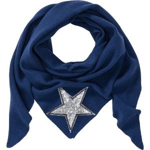 Chusta trójkątna z połyskującą gwiazdą bonprix niebieski. Apaszki i chusty marki bonprix. Za 34,99 zł.