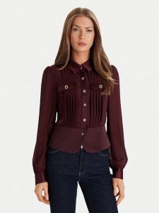 Morgan Koszula 232-CLOCLO Bordowy Regular Fit. Czerwone koszule Morgan, bez wzorów, z syntetyku, bez kołnierzyka, bez ramiączek. Za 299,99 zł.
