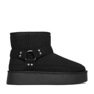 Śniegowce JENNY. Czarne buty zimowe Jenny, bez obcasa, bez zapięcia. Za 179,99 zł.