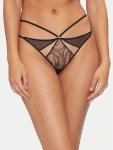 Chantelle Stringi Ester Manas C019G0 Czarny. Czarne stringi Chantelle, bez wzorów, z syntetyku. Za 139,99 zł.