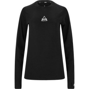 Damska koszulka termoaktywna SOS Nuuk. Czarne koszule nocne SOS, bez wzorów, z wełny, bez ramiączek. Za 377,00 zł.