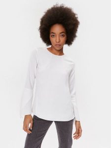 DKNY Bluzka UI3T2180 Écru Regular Fit. Bluzki DKNY, s, bez wzorów, z syntetyku, bez kołnierzyka, bez ramiączek. Za 399,99 zł.