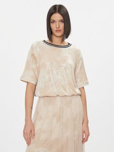 Liu Jo Bluzka TA4060 J4623 Beżowy Regular Fit. Brązowe bluzki Liu Jo, s, bez wzorów, z syntetyku, bez kołnierzyka, bez ramiączek. Za 359,99 zł.