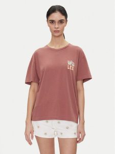 Lee T-Shirt Vintage 112363834 Różowy Relaxed Fit. Czerwone t-shirty Lee, l, bez wzorów, z bawełny, bez kołnierzyka, bez ramiączek. Za 99,99 zł.