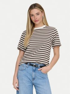 ONLY T-Shirt Livina 15272227 Brązowy Regular Fit. Brązowe t-shirty ONLY, l, bez wzorów, z bawełny, bez kołnierzyka, bez ramiączek. Za 99,99 zł.