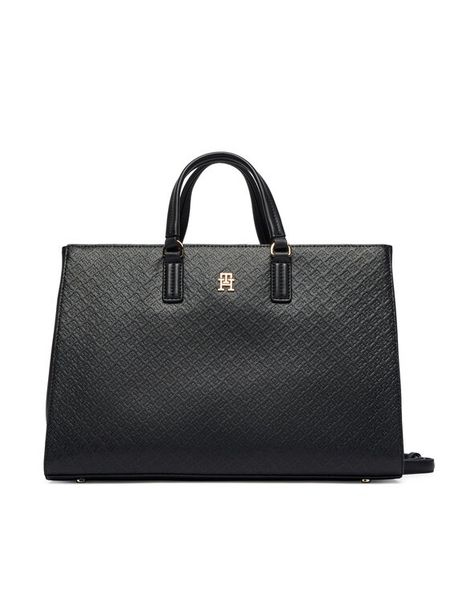 Tommy Hilfiger Torebka Th Daily Satchel Mono AW0AW18418 Czarny. Czarne torebki klasyczne TOMMY HILFIGER, bez wzorów, ze skóry, bez dodatków. Za 699,99 zł.