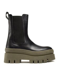 Badura Sztyblety 8118-04 Czarny. Czarne botki Badura, bez wzorów, ze skóry, bez obcasa, na płaskiej podeszwie, bez zapięcia. Za 379,99 zł.