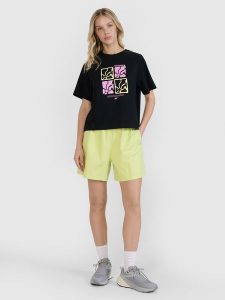 4F Spodenki casual damskie - żólte XL. Żółte szorty 4f, bez wzorów, z bawełny, casualowe. W wyprzedaży za 59,99 zł.