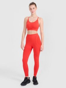 4F Legginsy treningowe bezszwowe damskie - czerwone XS/S. Czerwone legginsy 4f, bez wzorów, z dzianiny, z podwyższonym stanem. W wyprzedaży za 79,99 zł.