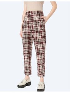 Monki Spodnie w kolorze brązowo-białym rozmiar: 44. Brązowe spodnie z wysokim stanem Monki, bez wzorów, z materiału, z podwyższonym stanem. Za 43,99 zł.