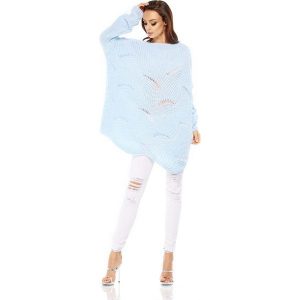 Błękitny Sweter Oversize z Dekoltem w Łódkę na Długi Rękaw. Piżamy marki Molly.pl. Za 128,90 zł.