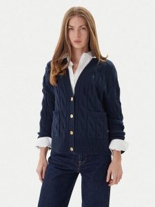 Tommy Hilfiger Kardigan WW0WW43089 Granatowy Regular Fit. Niebieskie kardigany TOMMY HILFIGER, z wełny. Za 599,99 zł.