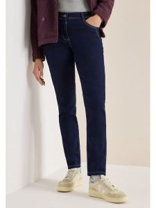 Cecil Dżinsy - Slim fit - w kolorze granatowym rozmiar: W31/L30. Niebieskie jeansy Cecil, z aplikacjami, ze skóry, z podwyższonym stanem. Za 157,73 zł.