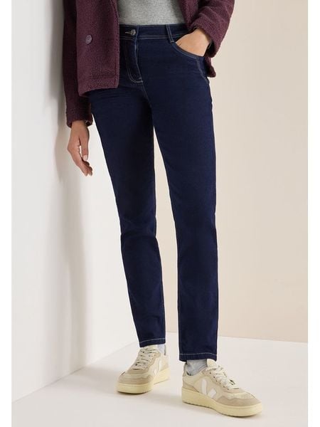 Cecil Dżinsy - Slim fit - w kolorze granatowym rozmiar: W29/L30. Niebieskie jeansy Cecil, z aplikacjami, ze skóry, z podwyższonym stanem. Za 130,99 zł.