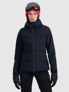 4F Kurtka narciarska membrana 10000 damska - czarna L. Czarne kurtki 4f, na zimę, l, bez wzorów, z materiału, bez kaptura. W wyprzedaży za 399,99 zł.