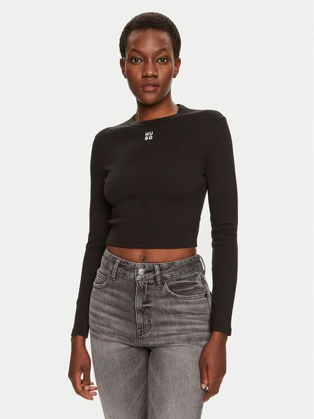 Hugo Bluzka Dafilomena_3 50518378 Czarny Slim Fit. Czarne bluzki Hugo, xxl, bez wzorów, z bawełny, bez kołnierzyka, bez ramiączek. Za 189,99 zł.