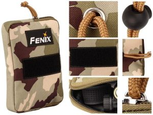 Saszetka na latarkę Fenix APB-30 kamuflaż. Zielone nerki i saszetki FENIX, bez wzorów, z nylonu. Za 58,47 zł.