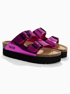 BACKSUN Klapki "Maldives" w kolorze fioletowym rozmiar: 37. Różowe klapki Backsun, bez wzorów, z otwartym noskiem, bez obcasa, na platformie. Za 130,99 zł.