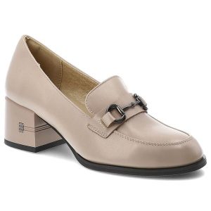 Półbuty damskie Vinceza, cholewka ze skóry naturalnej licowej wsuwany fason z ozdobnym paskiem i metalową klamrą, beżowe, 18116. Brązowe półbuty VINCEZA, bez wzorów, ze skóry, bez obcasa, na obcasie, bez zapięcia. Za 152,90 zł.